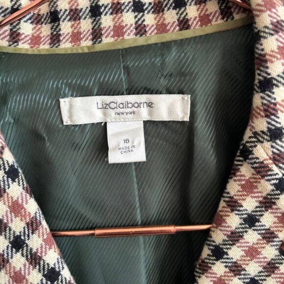 Liz Claiborne Womens Tart Tartans Plaid Wool Blend Blazer Multicolor Size 16 - Picture 6 of 14